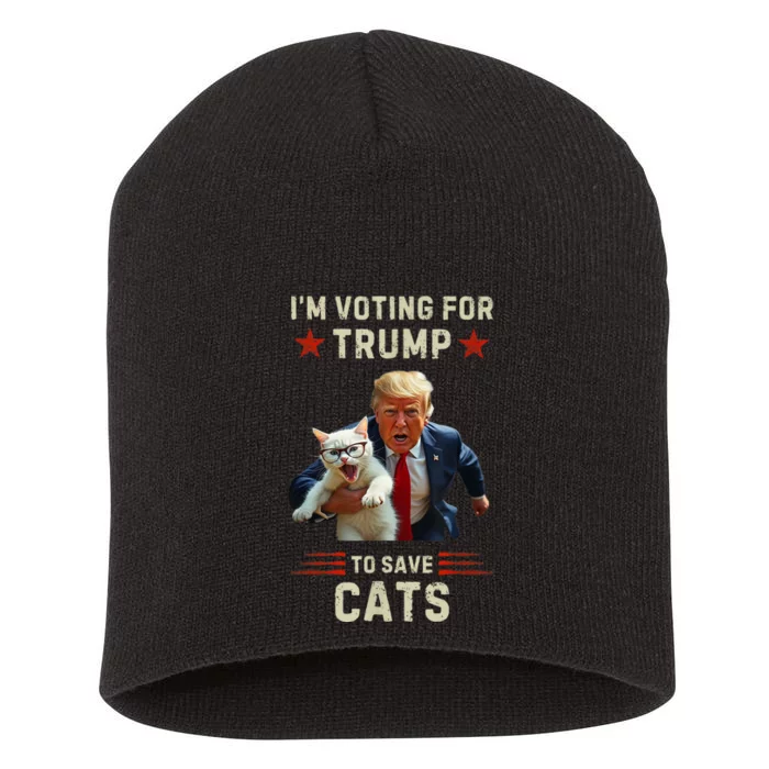 Vote Trump 2024 To Save Cats From Being Eaten Short Acrylic Beanie