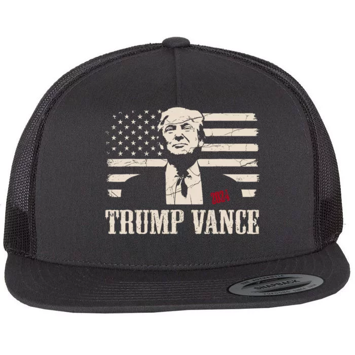 Vintage Trump 2024 President Election Trump Vance 2024 Flat Bill Trucker Hat