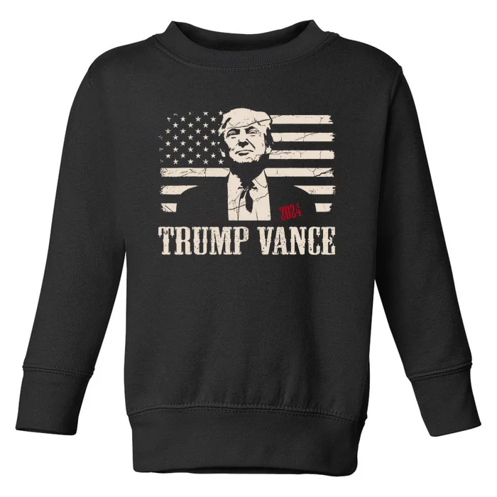 Vintage Trump 2024 President Election Trump Vance 2024 Toddler Sweatshirt