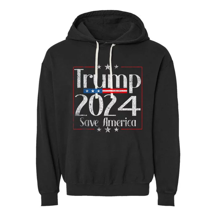 Vintage Trump 2024 Save America Vote Trump 2024 Garment-Dyed Fleece Hoodie