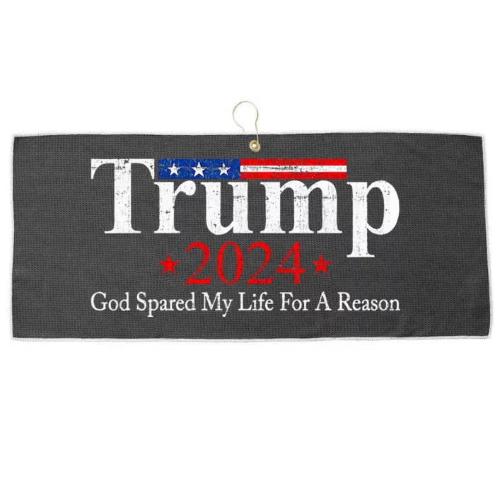 Vintage Trump 2024 God Spared My Life For A Reason Large Microfiber Waffle Golf Towel