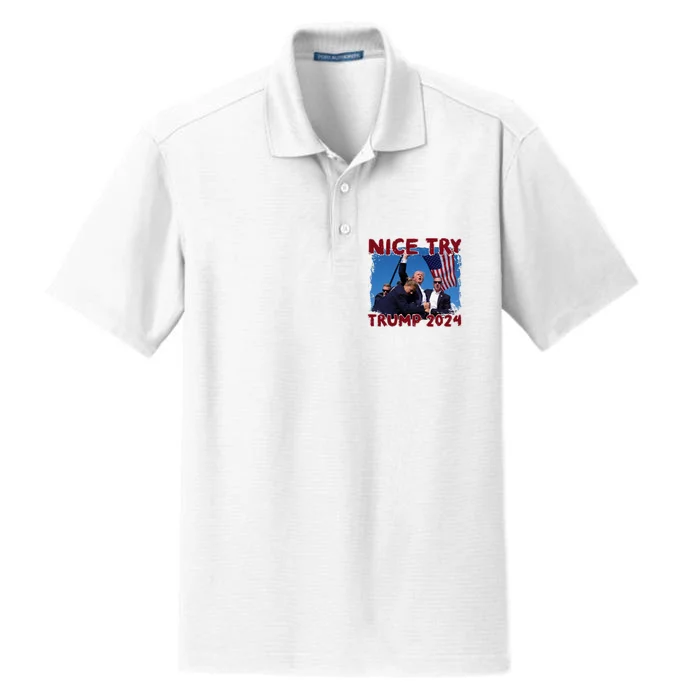 Vintage Trump 2024 Nice Try Dry Zone Grid Performance Polo