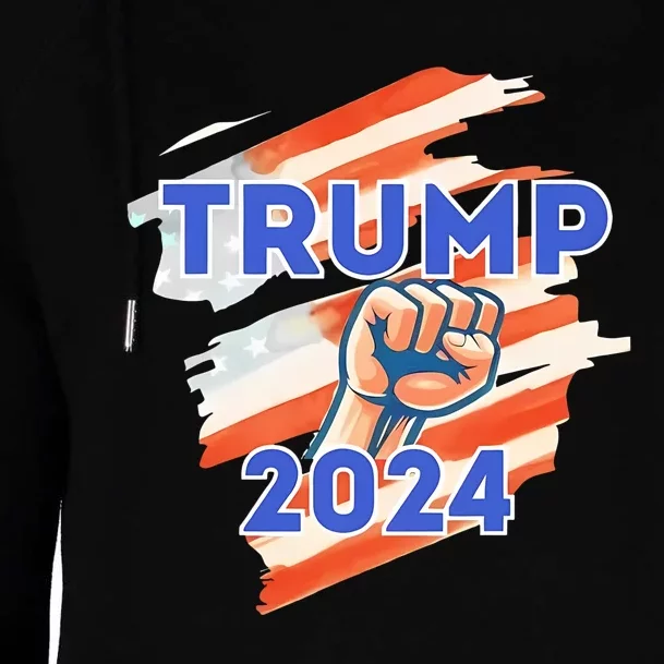 Vote Trump 2024 Usa Flag Power Fist Support Womens Funnel Neck Pullover Hood