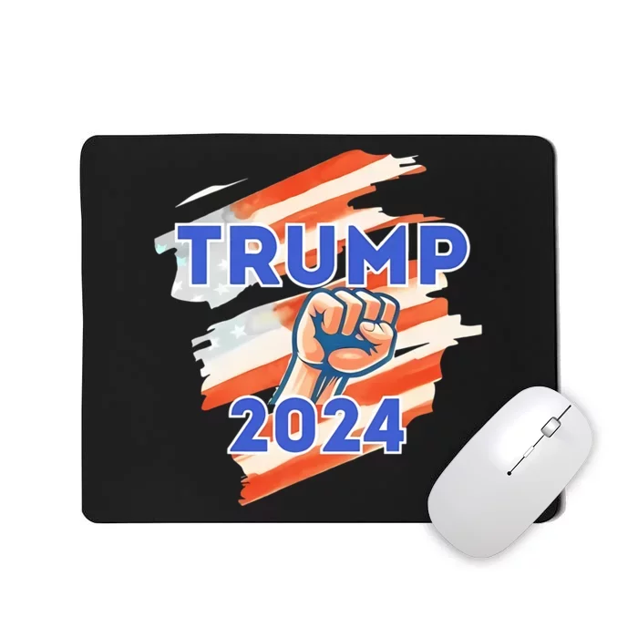 Vote Trump 2024 Usa Flag Power Fist Support Mousepad