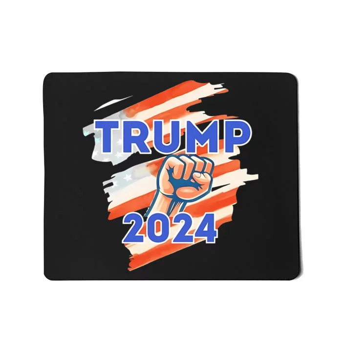 Vote Trump 2024 Usa Flag Power Fist Support Mousepad