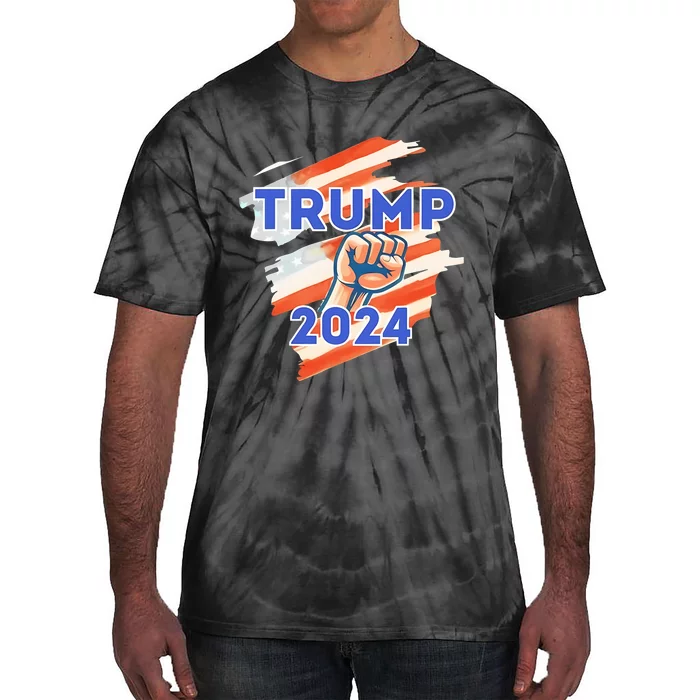 Vote Trump 2024 Usa Flag Power Fist Support Tie-Dye T-Shirt