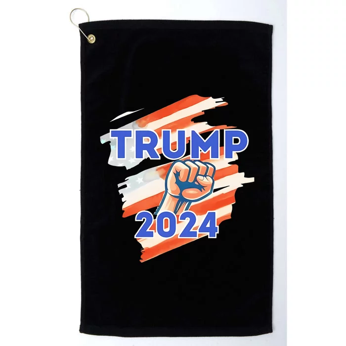 Vote Trump 2024 Usa Flag Power Fist Support Platinum Collection Golf Towel