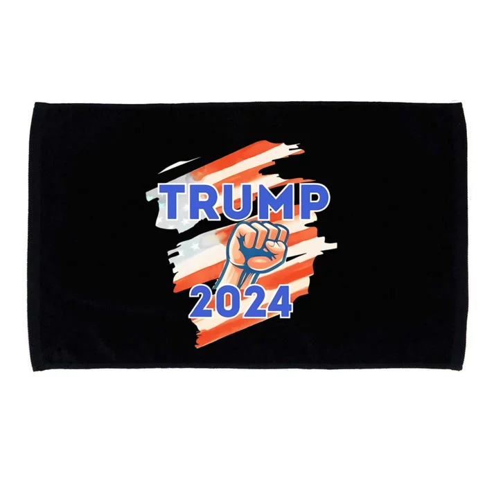 Vote Trump 2024 Usa Flag Power Fist Support Microfiber Hand Towel