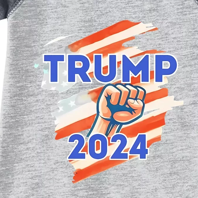 Vote Trump 2024 Usa Flag Power Fist Support Infant Baby Jersey Bodysuit