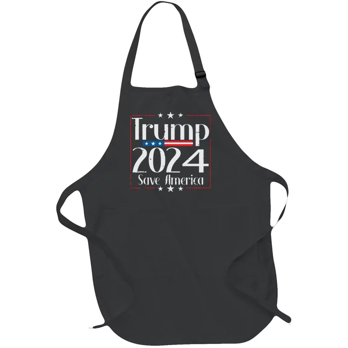 Vintage Trump 2024 Save America Vote Trump 2024 Tank Top Full-Length Apron With Pocket