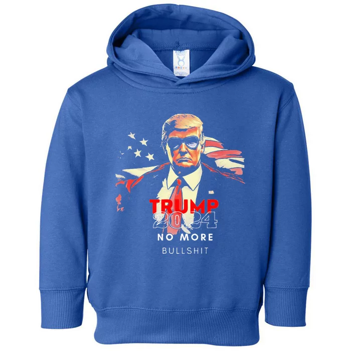 Vintage Trump 2024 No More Bullshit American Flag Toddler Hoodie