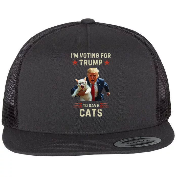 Vote Trump 2024 To Save Cats From Being Eaten Flat Bill Trucker Hat