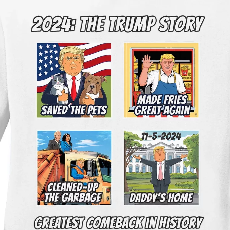 Victory Trump 2024 Greatest Comeback Inauguration Keepsake Ladies Long Sleeve Shirt