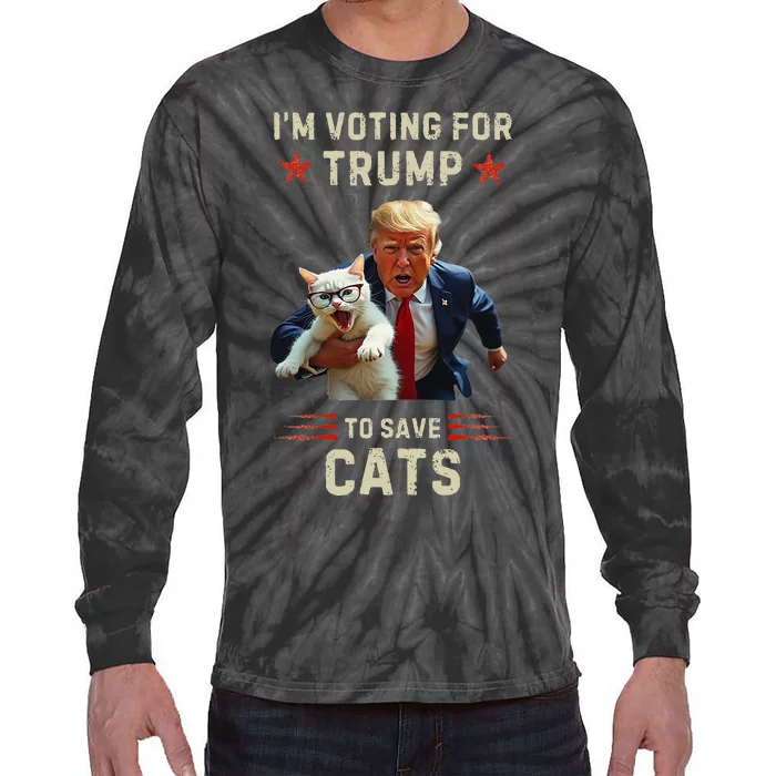 Vote Trump 2024 To Save Cats From Being Eaten Tie-Dye Long Sleeve Shirt