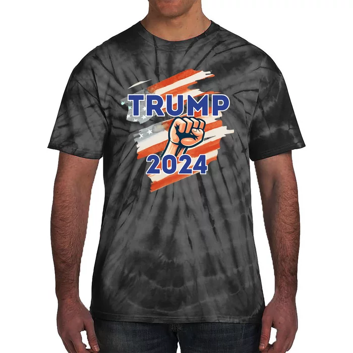 Vote Trump 2024 Usa Flag Power Fist Support Tie-Dye T-Shirt