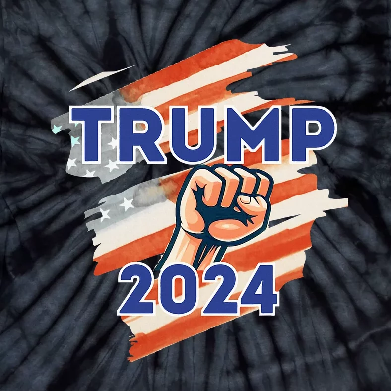 Vote Trump 2024 Usa Flag Power Fist Support Tie-Dye T-Shirt