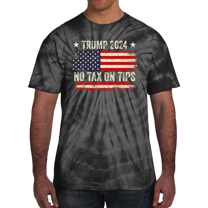 Vintage Trump 2024 No Tax On Tips Us Flag Tie-Dye T-Shirt