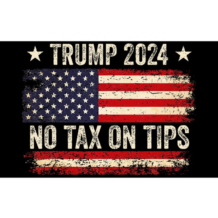 Vintage Trump 2024 No Tax On Tips Us Flag Bumper Sticker