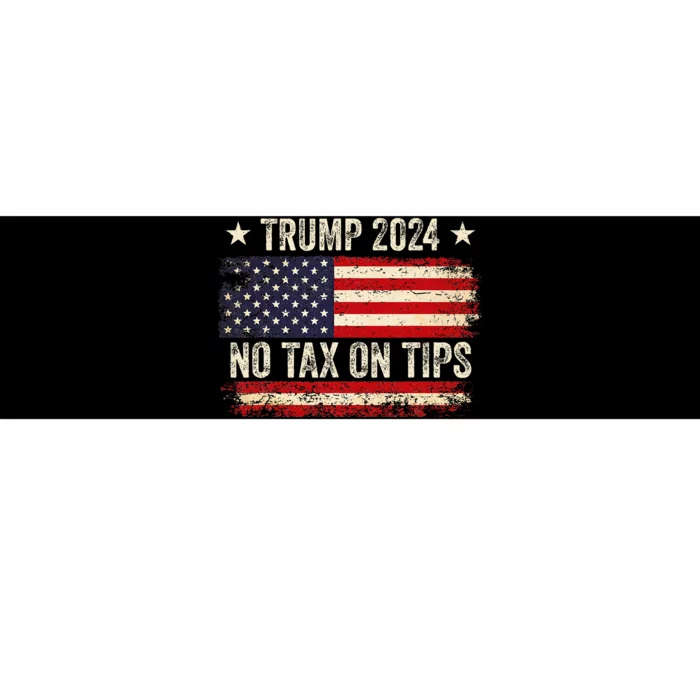 Vintage Trump 2024 No Tax On Tips Us Flag Bumper Sticker