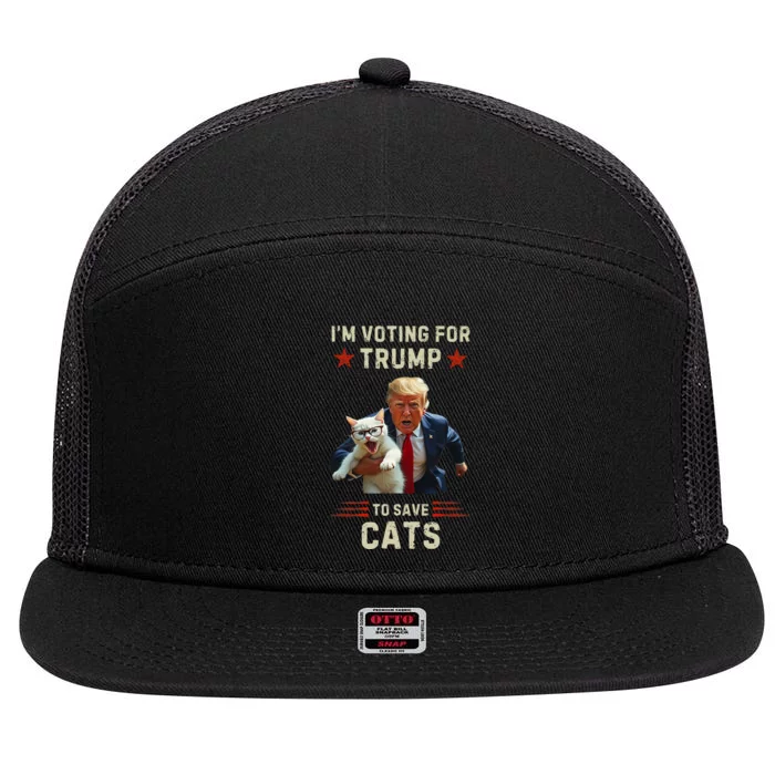 Vote Trump 2024 To Save Cats From Being Eaten 7 Panel Mesh Trucker Snapback Hat