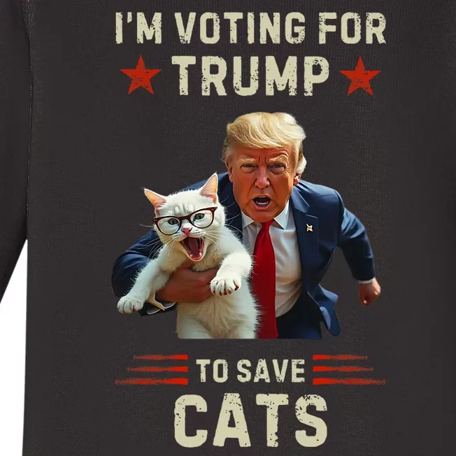 Vote Trump 2024 To Save Cats From Being Eaten Baby Long Sleeve Bodysuit