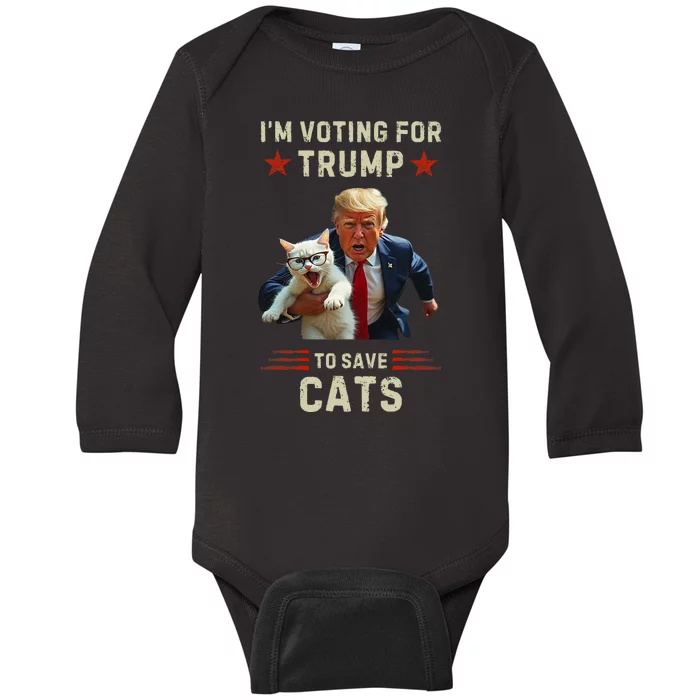 Vote Trump 2024 To Save Cats From Being Eaten Baby Long Sleeve Bodysuit