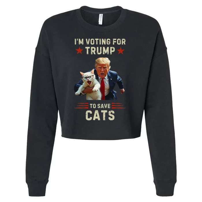 Vote Trump 2024 To Save Cats From Being Eaten Cropped Pullover Crew