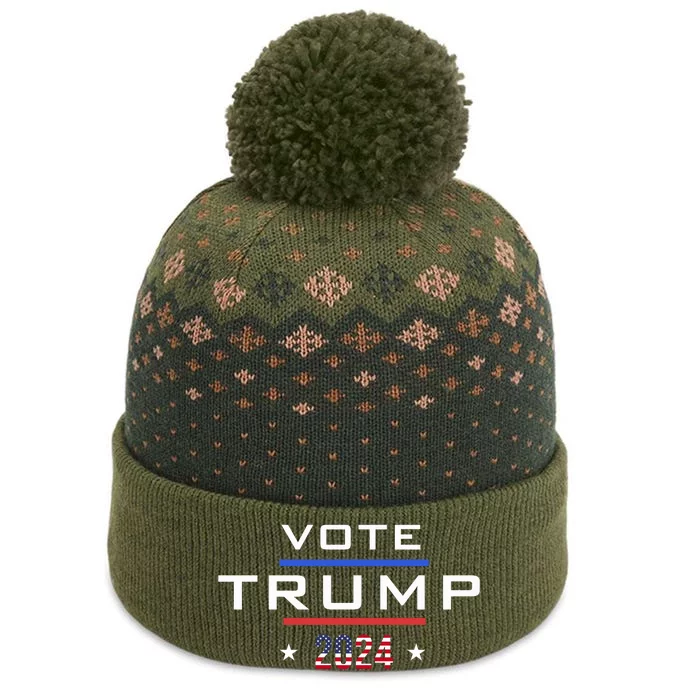 Vote Trump 2024 Flag America The Baniff Cuffed Pom Beanie