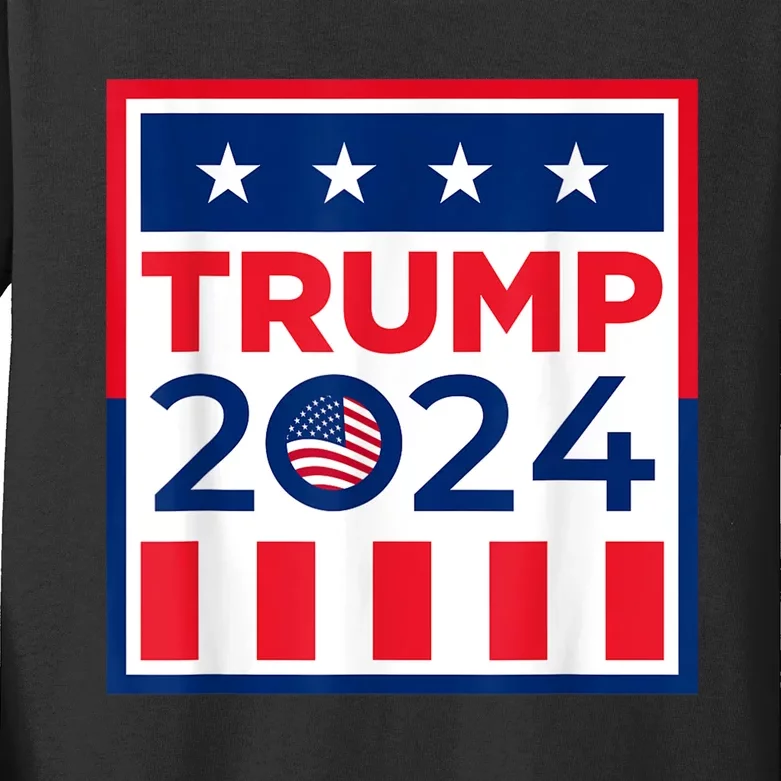 Vote Trump 2024 President Patriotic Republican Voter USA Kids Long Sleeve Shirt