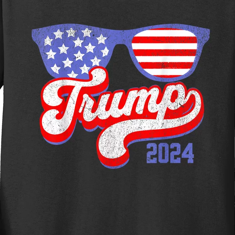 Vote Trump 2024 President Patriotic Republican Voter USA Kids Long Sleeve Shirt