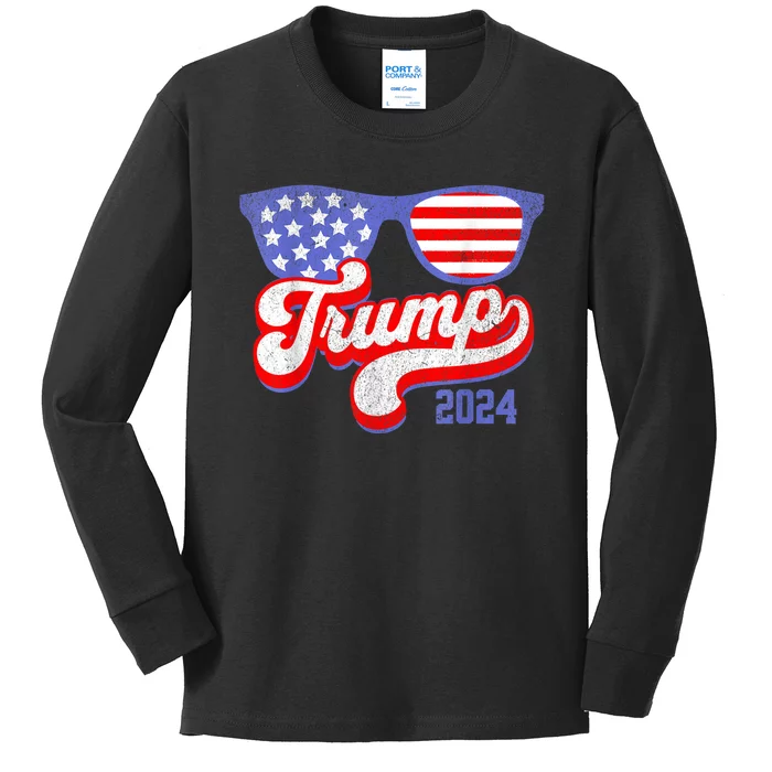 Vote Trump 2024 President Patriotic Republican Voter USA Kids Long Sleeve Shirt