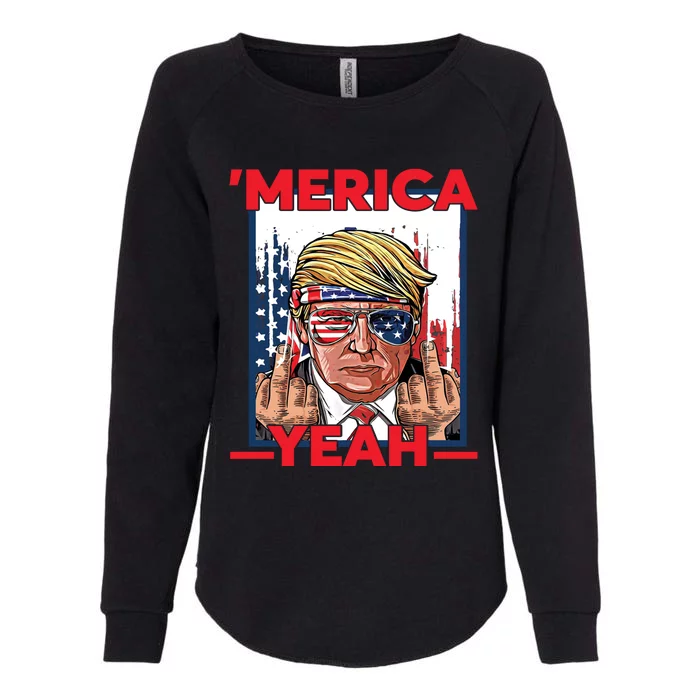 Vintage Trump 4th Of July Merica Yeah Usa Flag Patriotic Gift Womens California Wash Sweatshirt