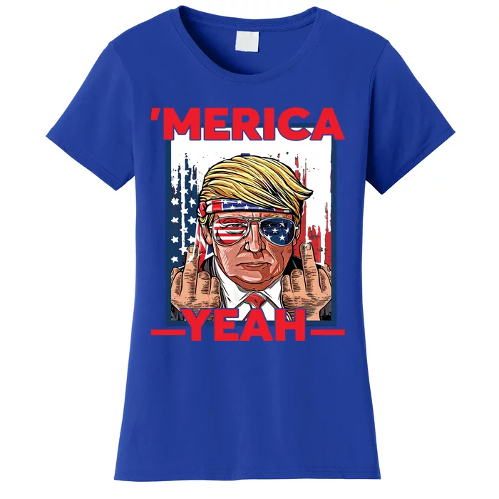 Vintage Trump 4th Of July Merica Yeah Usa Flag Patriotic Gift Women's T-Shirt