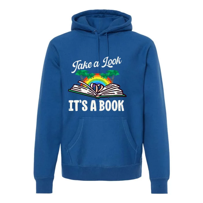 Vintage Take A Look Its In A Book Funny Retro Reading Gift Premium Hoodie