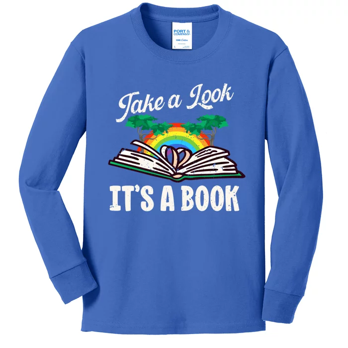 Vintage Take A Look Its In A Book Funny Retro Reading Gift Kids Long Sleeve Shirt