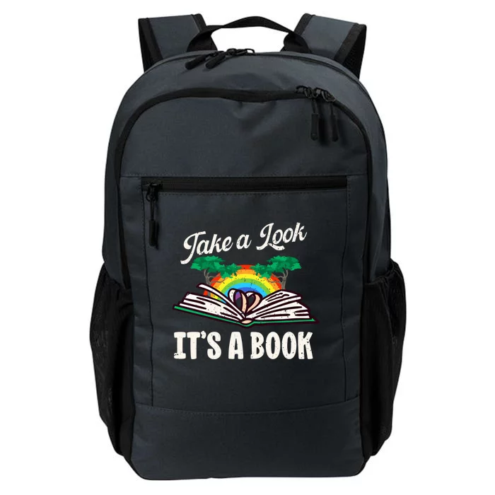 Vintage Take A Look Its In A Book Funny Retro Reading Gift Daily Commute Backpack