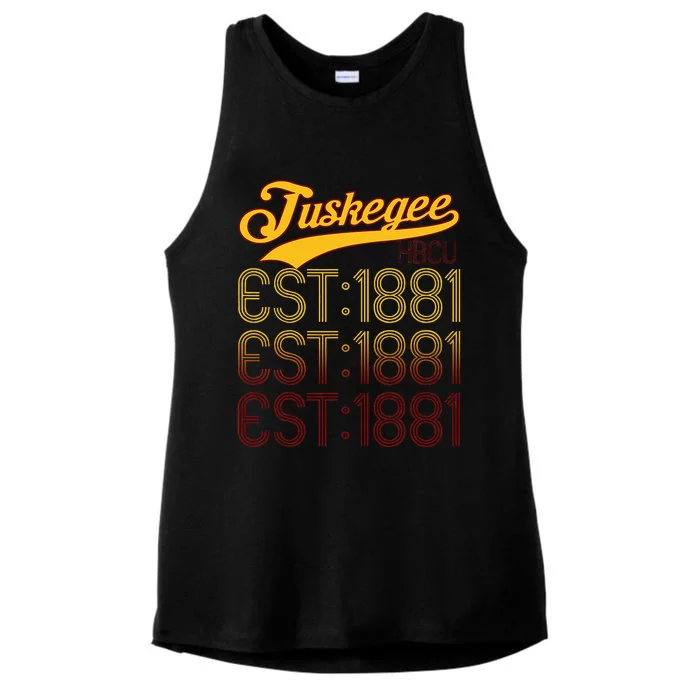 Vintage Tuskegee Al Distressed Maroon Varsity Style Ladies Tri-Blend Wicking Tank