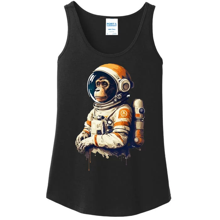 vintage travel astronaut monkey astronaut Ladies Essential Tank