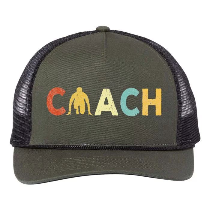 Vintage Track And Field Coach Sports Coaching Retro Retro Rope Trucker Hat Cap