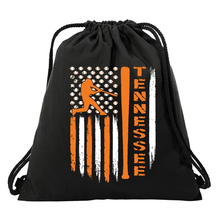 Vintage Tennessee American Us Flag Drawstring Bag