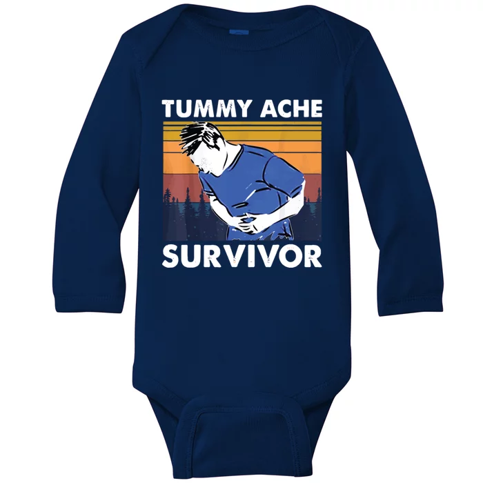 Vintage Tummy Ache Survivor Baby Long Sleeve Bodysuit