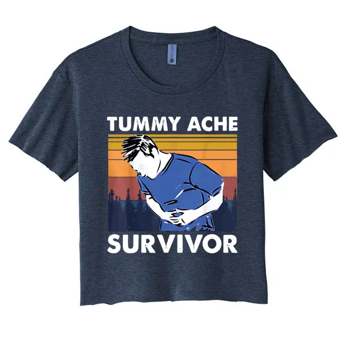 Vintage Tummy Ache Survivor Women's Crop Top Tee