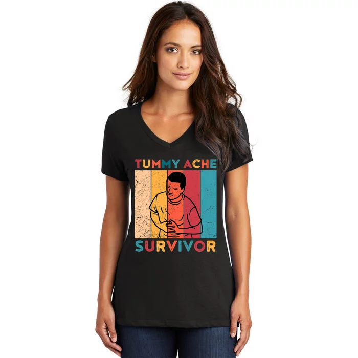 Vintage Tummy Ache Survivor Women's V-Neck T-Shirt