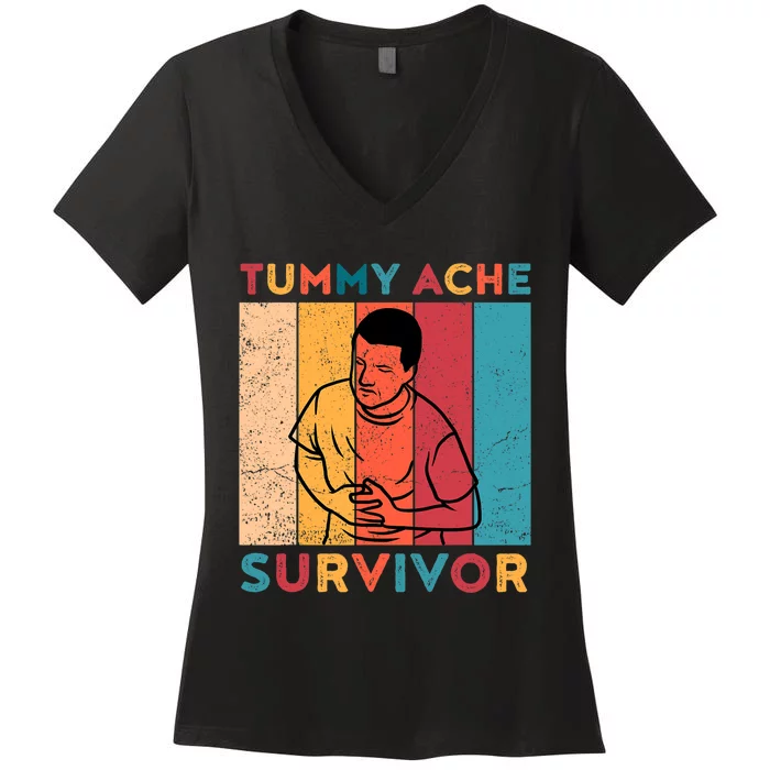 Vintage Tummy Ache Survivor Women's V-Neck T-Shirt