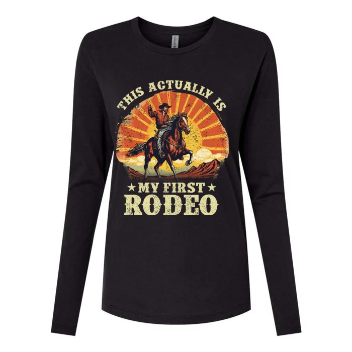 Vintage This Actually Is My First Rodeo Country Life Howdy Womens Cotton Relaxed Long Sleeve T-Shirt