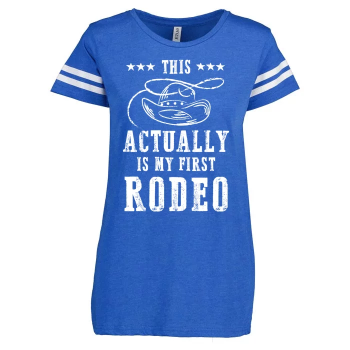 Vintage This Actually Is My First Rodeo Country Life Howdy Enza Ladies Jersey Football T-Shirt