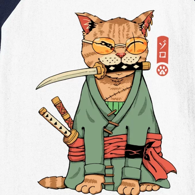 Vincent Trinidad Art Zoro Cat Warrior Baseball Sleeve Shirt