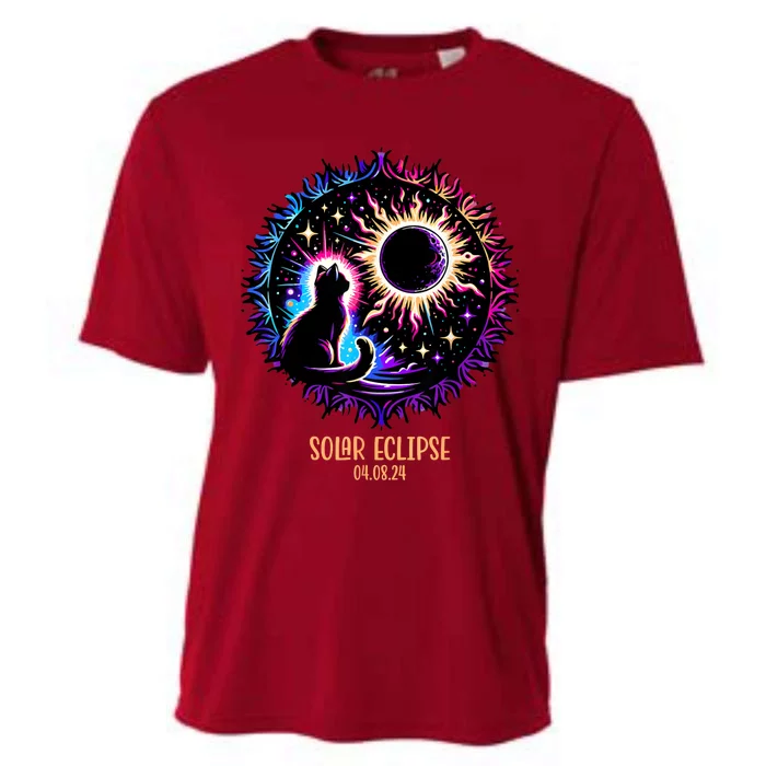 View Totality April 8 2024 Astronomy Cat Lover Solar Eclipse Cooling Performance Crew T-Shirt