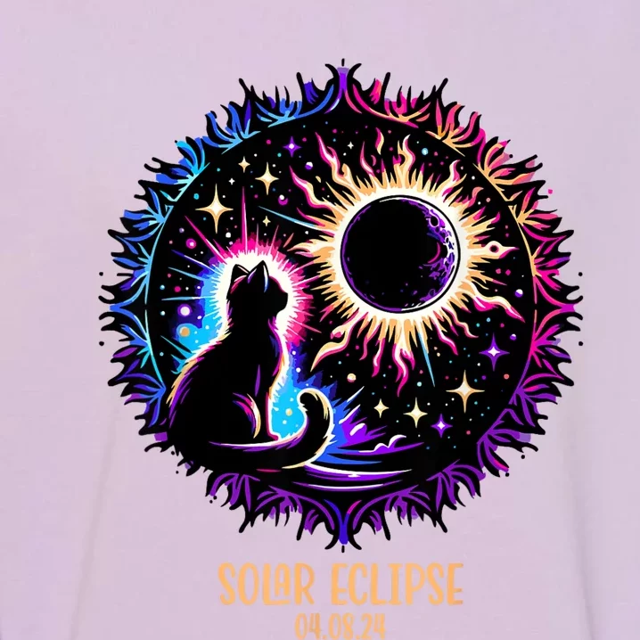 View Totality April 8 2024 Astronomy Cat Lover Solar Eclipse Garment-Dyed Sweatshirt