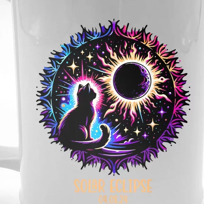 View Totality April 8 2024 Astronomy Cat Lover Solar Eclipse Front & Back Beer Stein